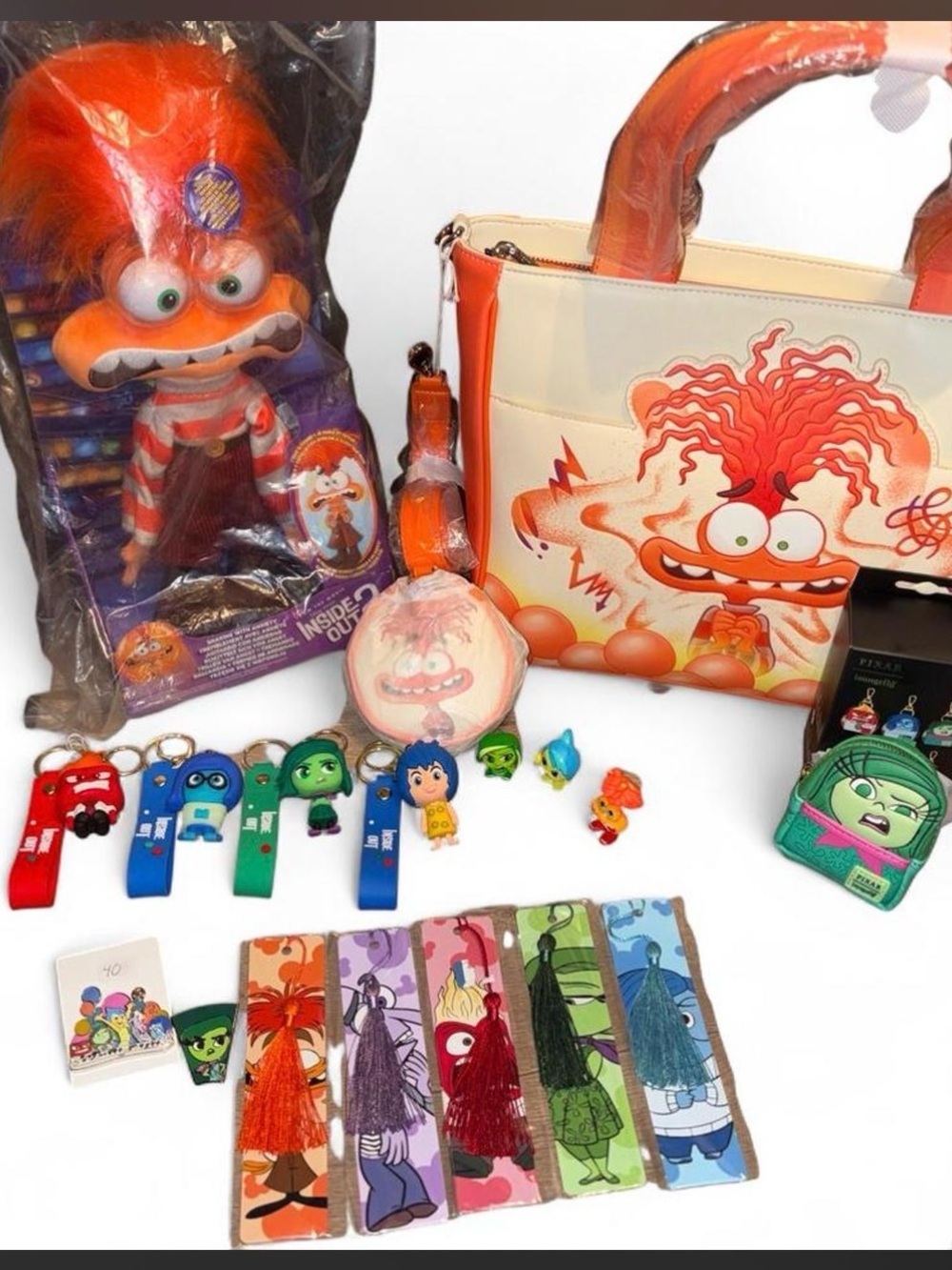 Loungefly Cream & Orange Inside Out Disgust & Anger Character Tote